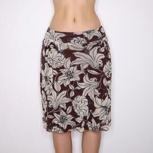 Y2K KOOKAI Brown Mesh Lilies Midi Skirt (M) 